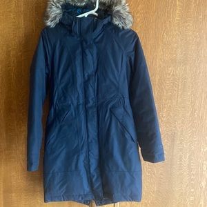 North Face dark navy woman’s down coat Sz XS